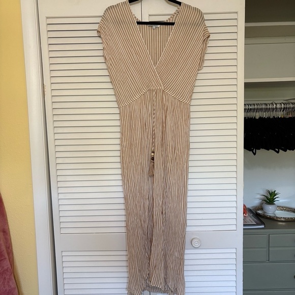blue island Dresses & Skirts - Blue Island Tan and White Striped Top